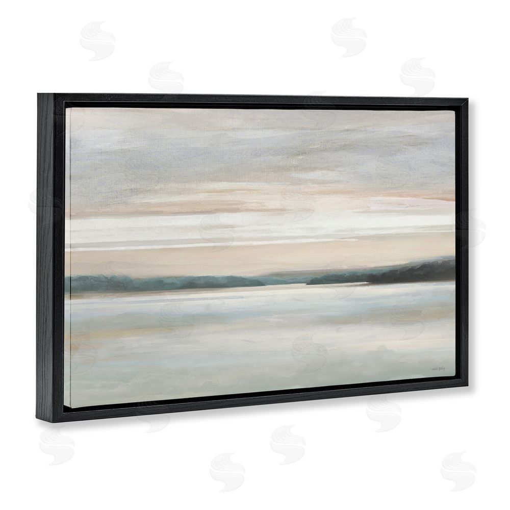 Amber Sterling Muted Lake Abstraction Black Floating Frame Canvas Wall Art Print