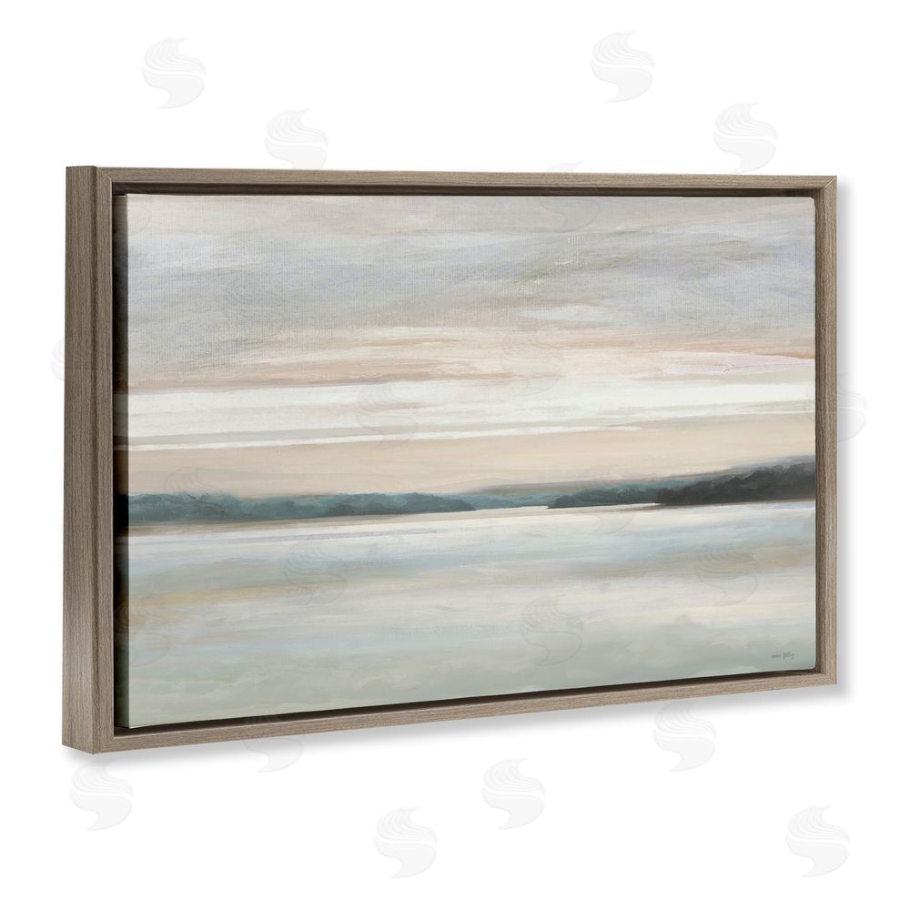 Amber Sterling Muted Lake Abstraction Brown Floating Frame Canvas Wall Art Print