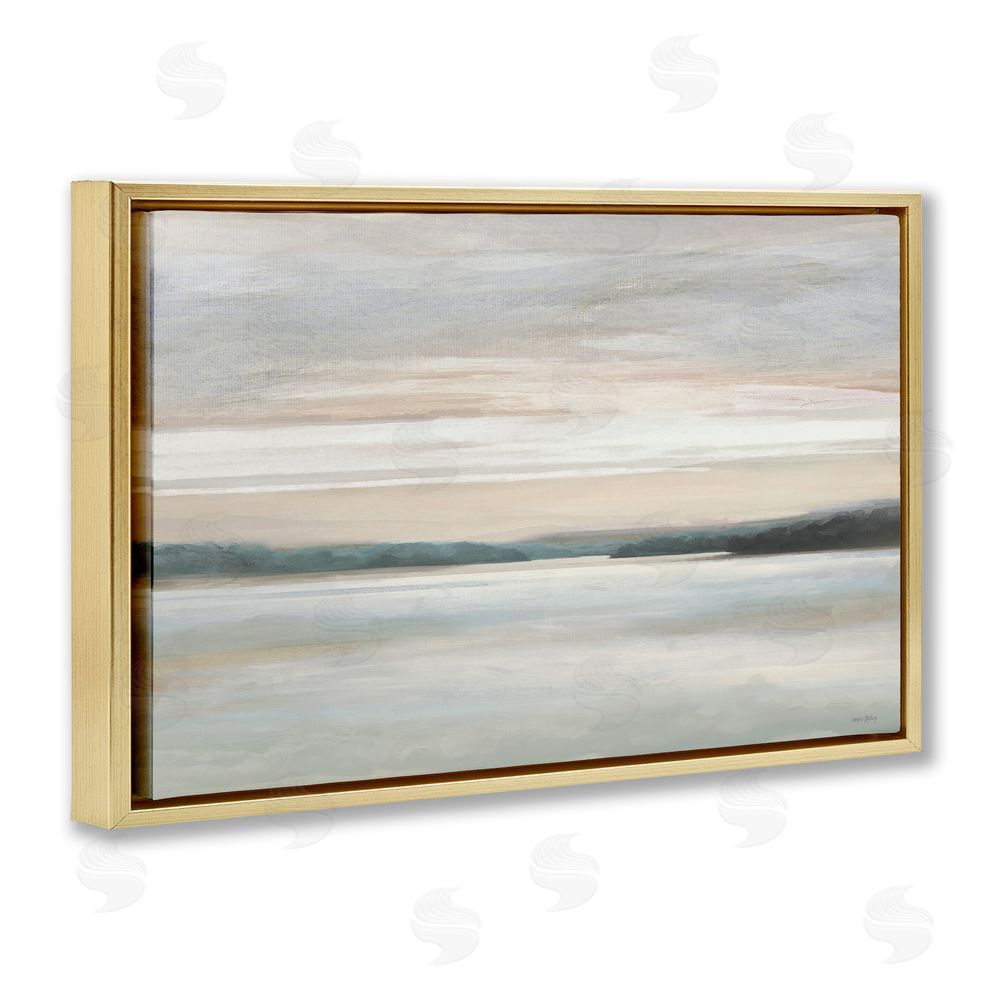Amber Sterling Muted Lake Abstraction Gold Floating Frame Canvas Wall Art Print