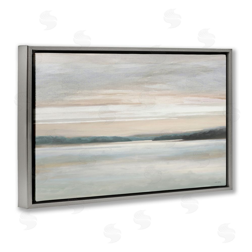 Amber Sterling Muted Lake Abstraction Gray Floating Frame Canvas Wall Art Print