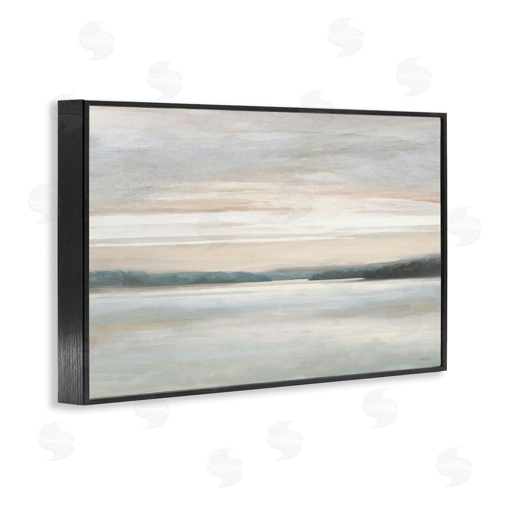 Amber Sterling Muted Lake Abstraction Black Framed Giclee Wall Art Print