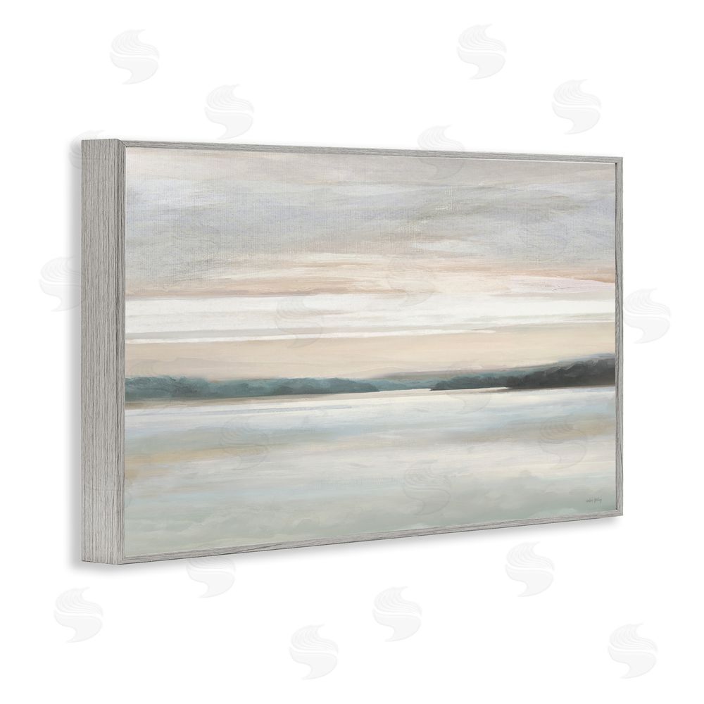 Amber Sterling Muted Lake Abstraction Gray Framed Giclee Wall Art Print