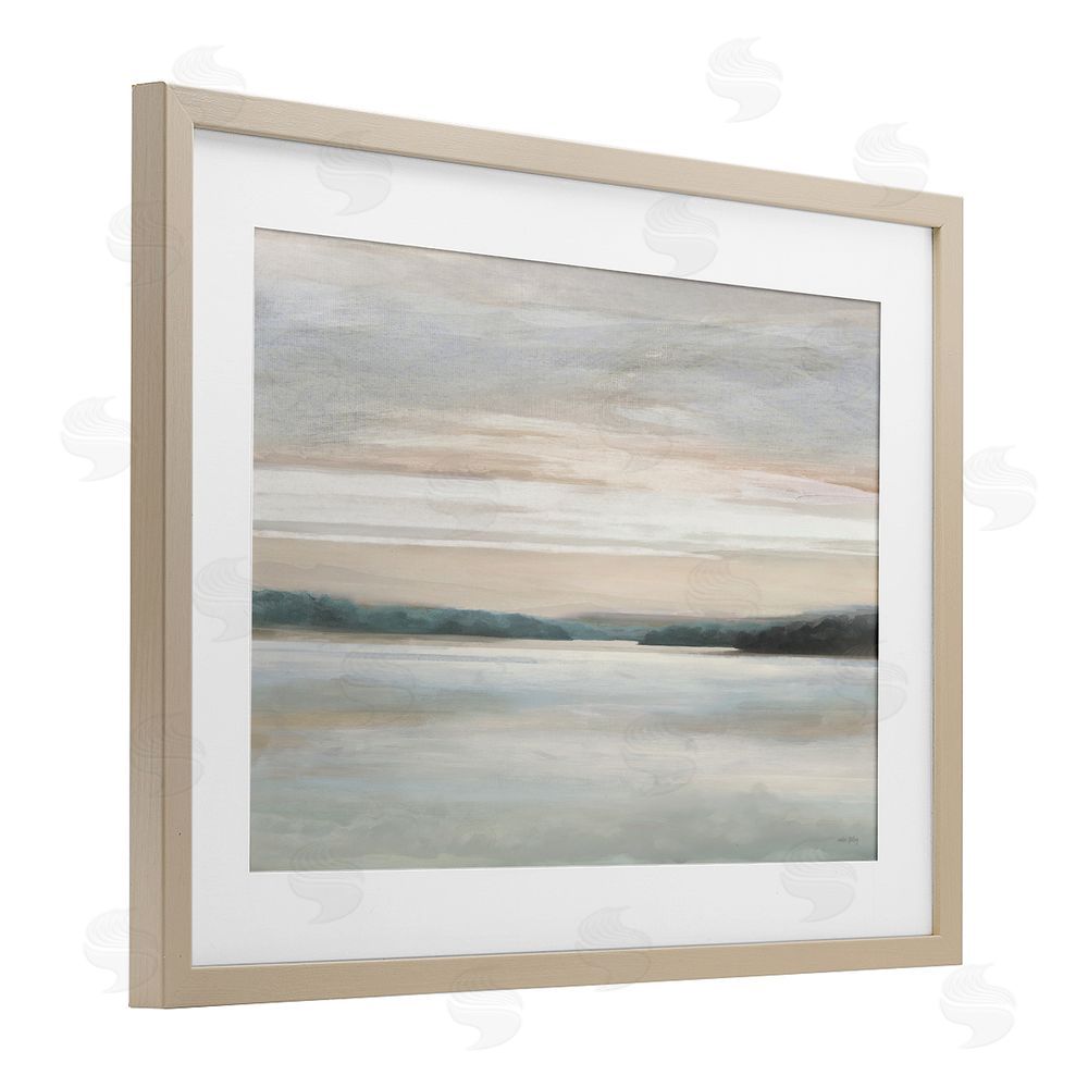 Amber Sterling Muted Lake Abstraction Birch Framed Print Under Glass with White Mat Wall Art