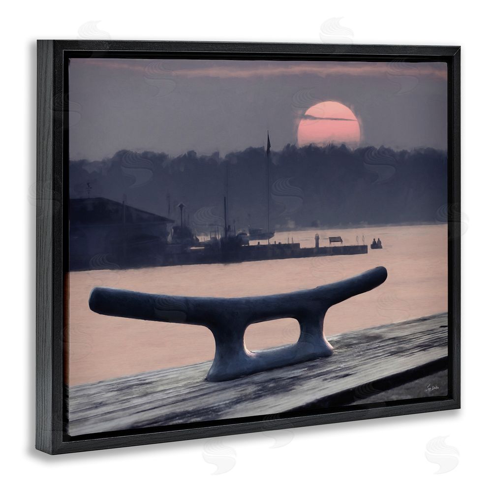 Lori Deiter Harbor's Lullaby Coastal Sunset Black Floating Frame Canvas Wall Art Print