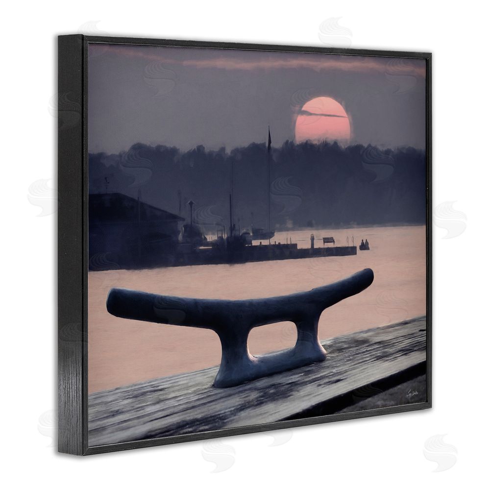 Lori Deiter Harbor's Lullaby Coastal Sunset Black Framed Giclee Wall Art Print