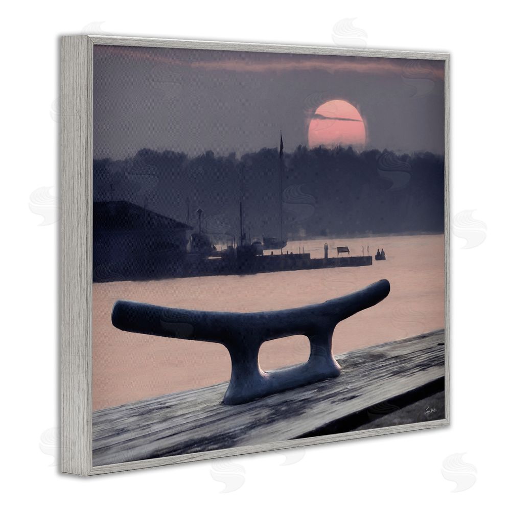 Lori Deiter Harbor's Lullaby Coastal Sunset Gray Framed Giclee Wall Art Print