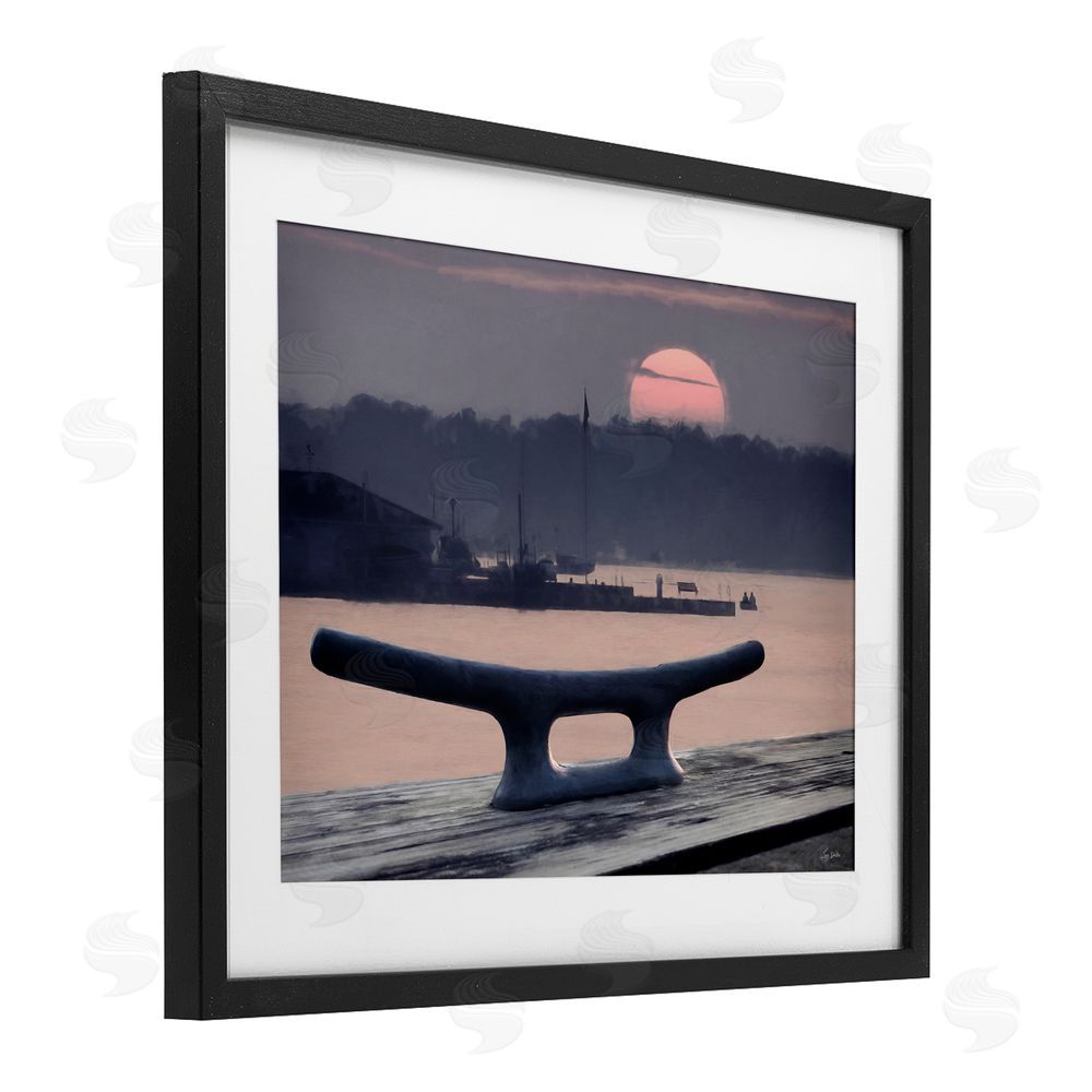 Lori Deiter Harbor's Lullaby Coastal Sunset Black Framed Print Under Glass with White Mat Wall Art