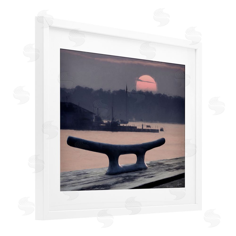 Lori Deiter Harbor's Lullaby Coastal Sunset White Framed Print Under Glass with Mat Wall Art