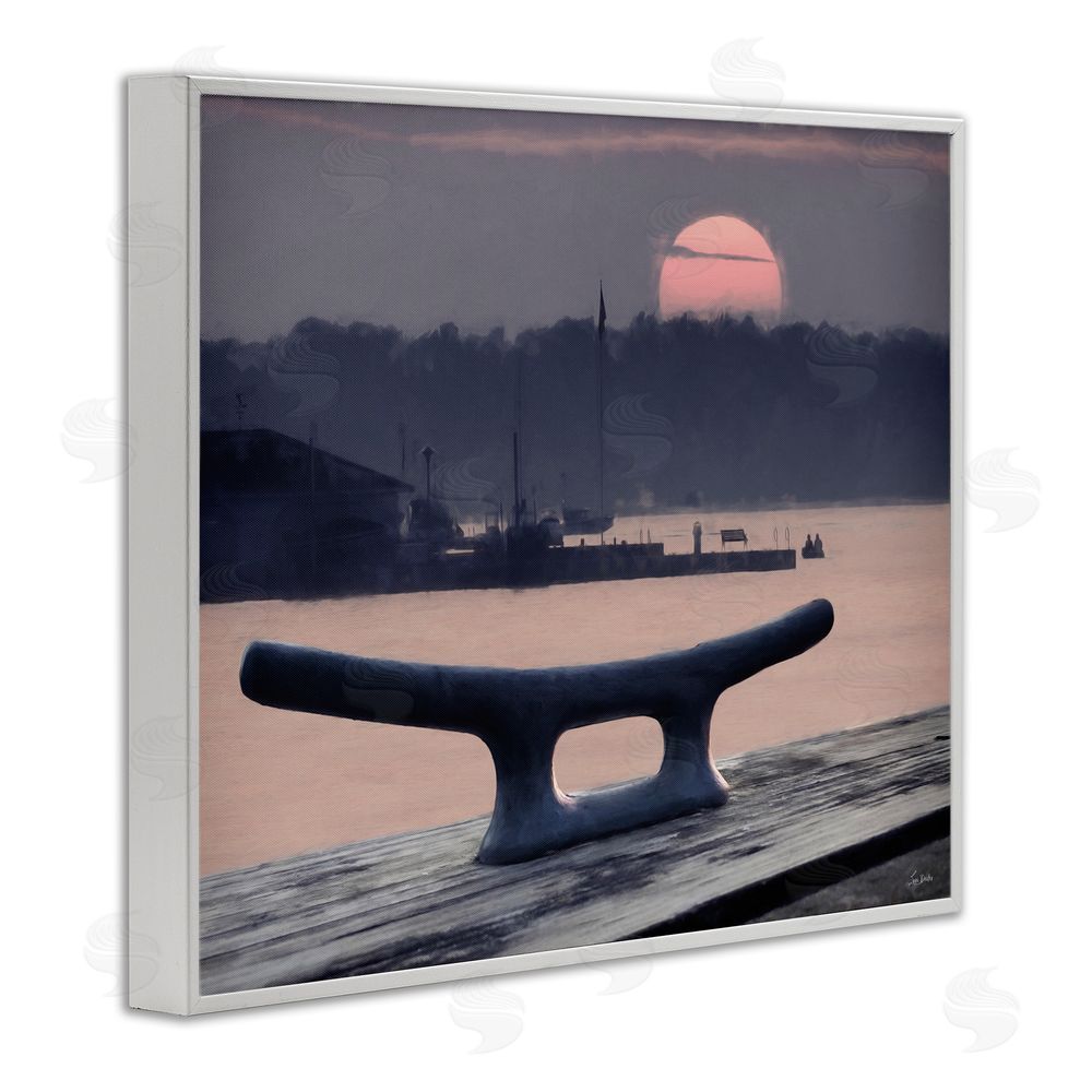Lori Deiter Harbor's Lullaby Coastal Sunset White Framed Giclee Wall Art Print