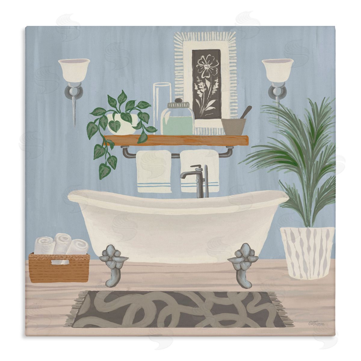 Cat Thurman Designs Unwind and Refresh Bathtub Canvas Wall Art Print