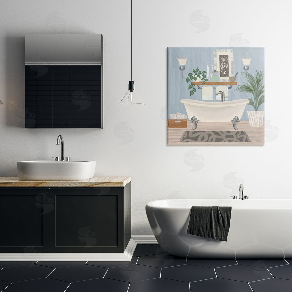 Cat Thurman Designs Unwind and Refresh Bathtub Canvas Art on Wall
