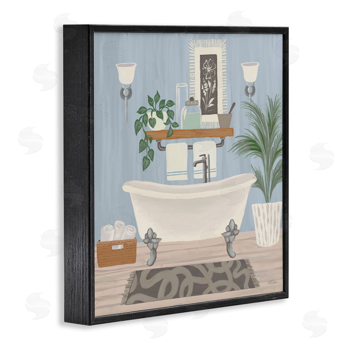 Cat Thurman Designs Unwind and Refresh Bathtub Black Framed Giclee Wall Art Print