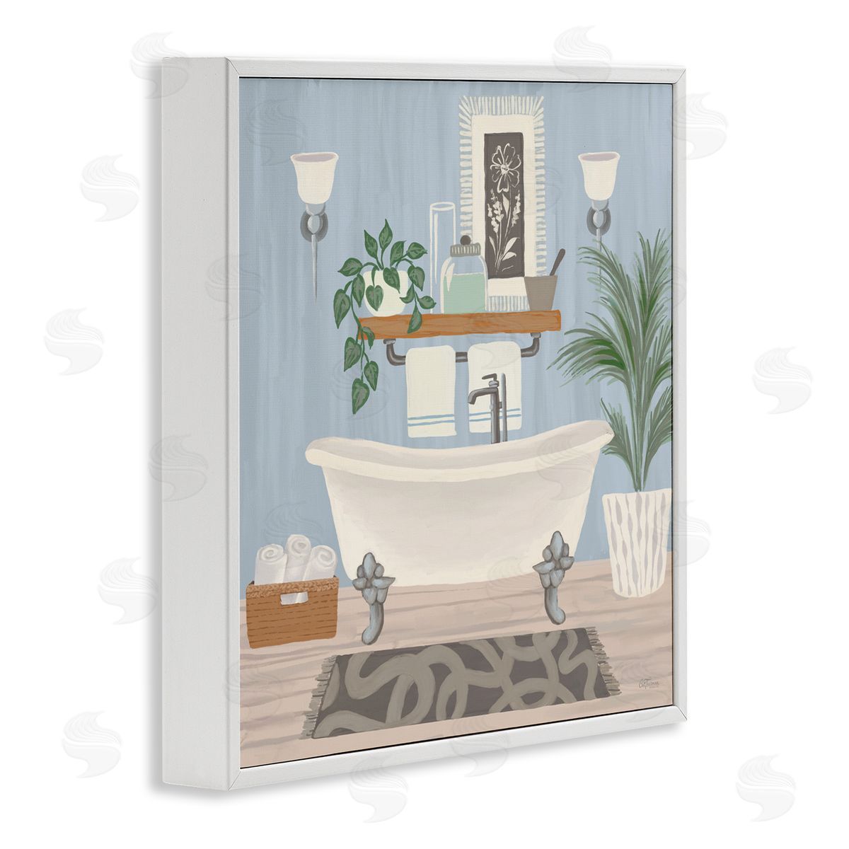 Cat Thurman Designs Unwind and Refresh Bathtub White Framed Giclee Wall Art Print