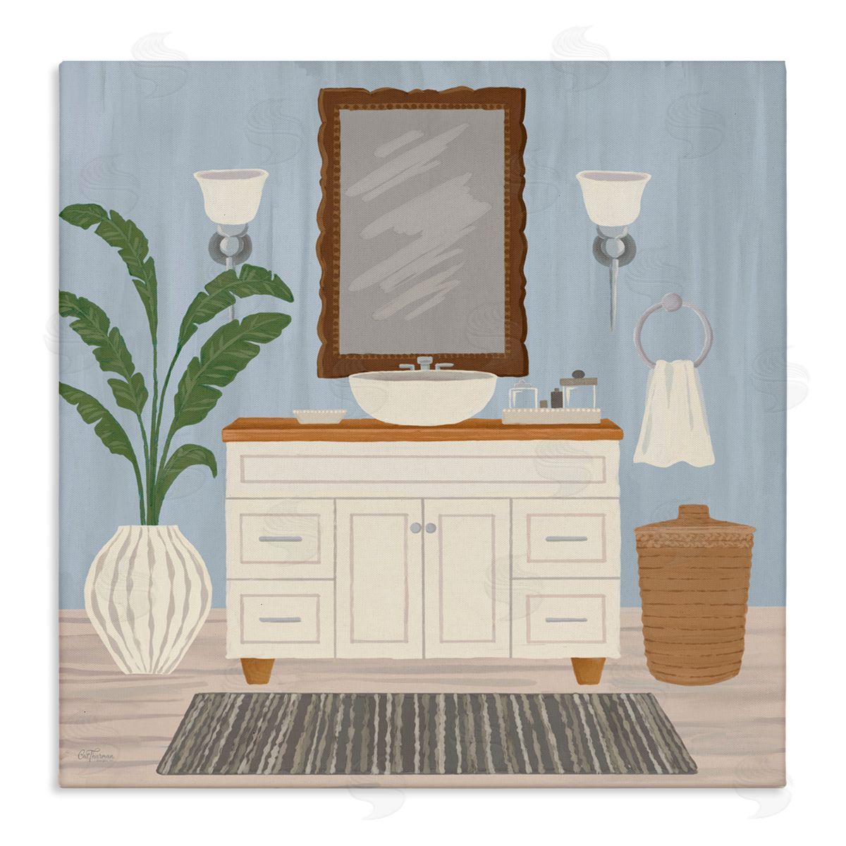 Cat Thurman Designs Unwind and Refresh Bath Sink Canvas Wall Art Print
