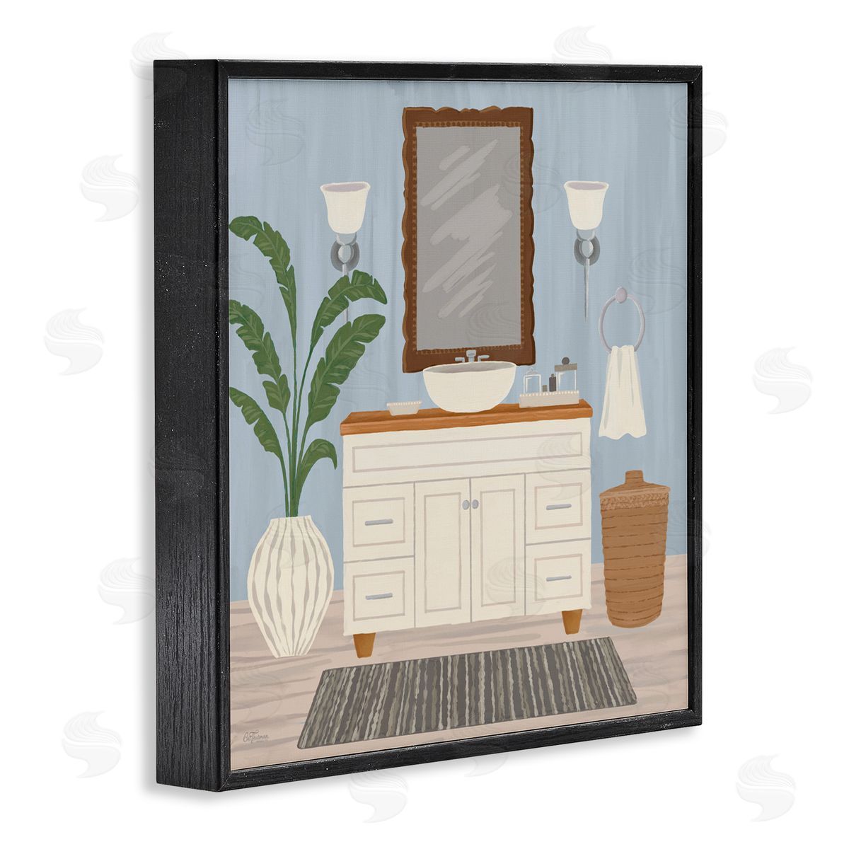 Cat Thurman Designs Unwind and Refresh Bath Sink Black Framed Giclee Wall Art Print