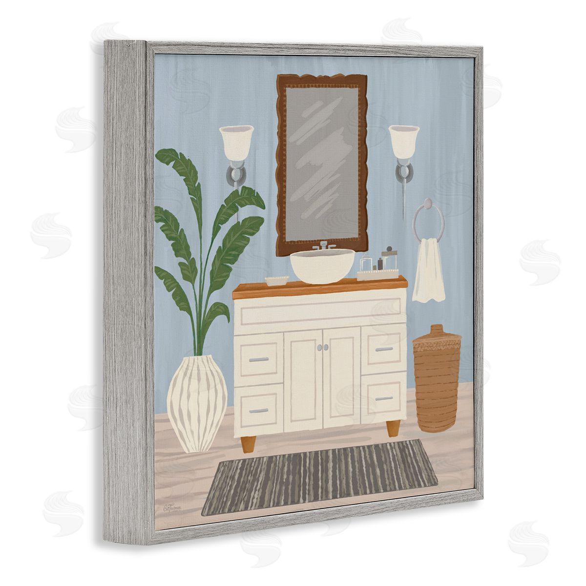 Cat Thurman Designs Unwind and Refresh Bath Sink Gray Framed Giclee Wall Art Print