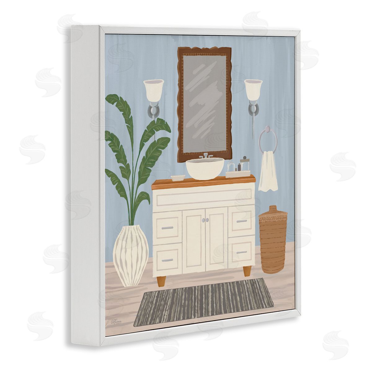 Cat Thurman Designs Unwind and Refresh Bath Sink White Framed Giclee Wall Art Print