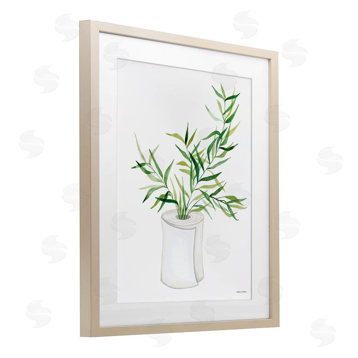 Rachel Nieman Toilet Paper Plant Vase Birch Framed Print Under Glass with White Mat Wall Art