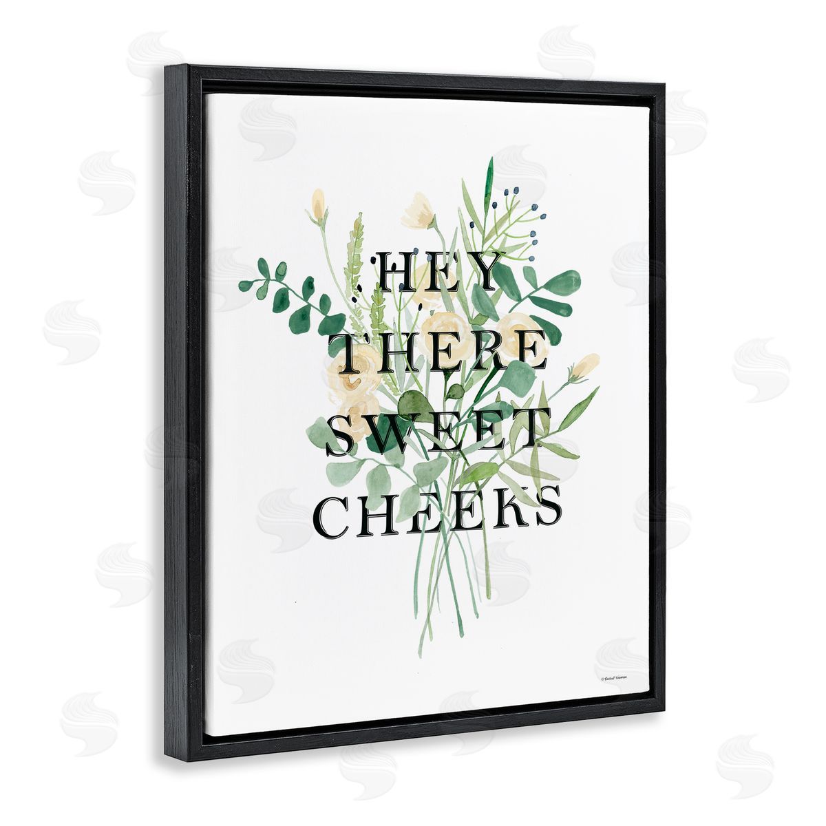 Rachel Nieman Hey There Sweet Cheeks Black Floating Frame Canvas Wall Art Print