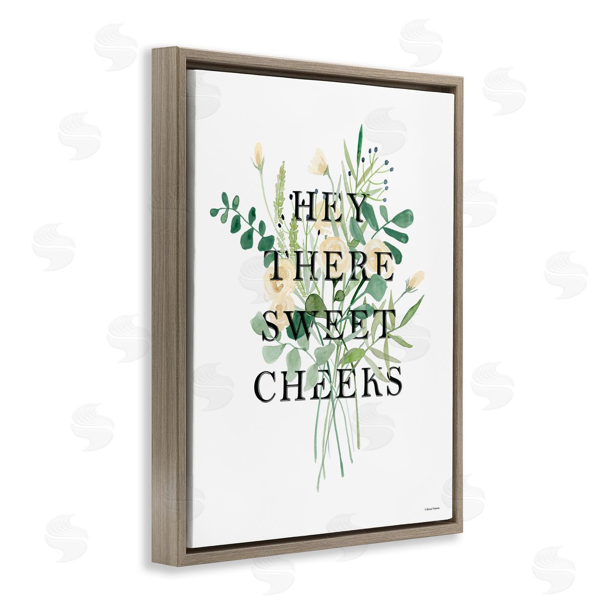 Rachel Nieman Hey There Sweet Cheeks Brown Floating Frame Canvas Wall Art Print