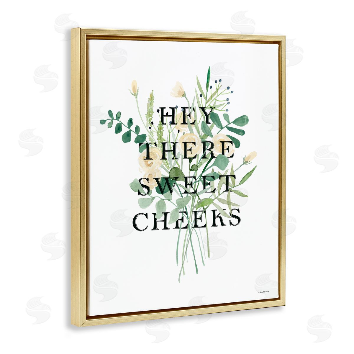 Rachel Nieman Hey There Sweet Cheeks Gold Floating Frame Canvas Wall Art Print