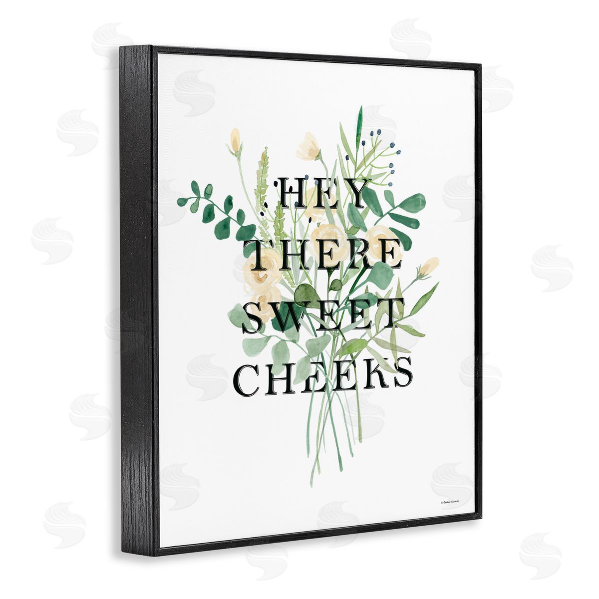 Rachel Nieman Hey There Sweet Cheeks Black Framed Giclee Wall Art Print