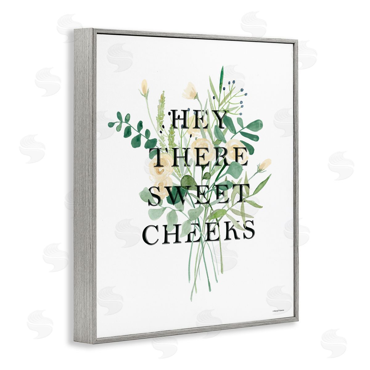 Rachel Nieman Hey There Sweet Cheeks Gray Framed Giclee Wall Art Print