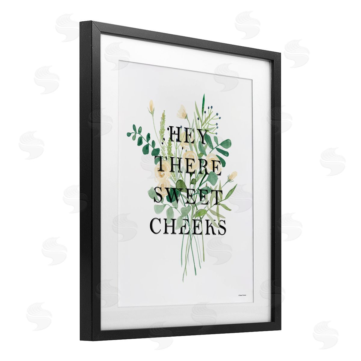 Rachel Nieman Hey There Sweet Cheeks Black Framed Print Under Glass with White Mat Wall Art