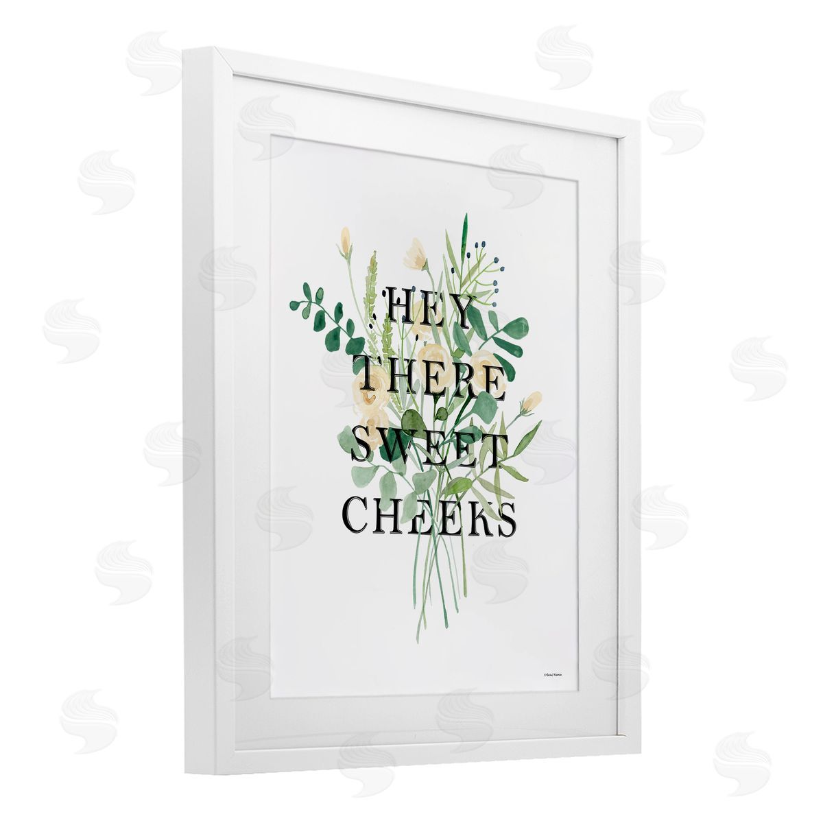 Rachel Nieman Hey There Sweet Cheeks White Framed Print Under Glass with Mat Wall Art