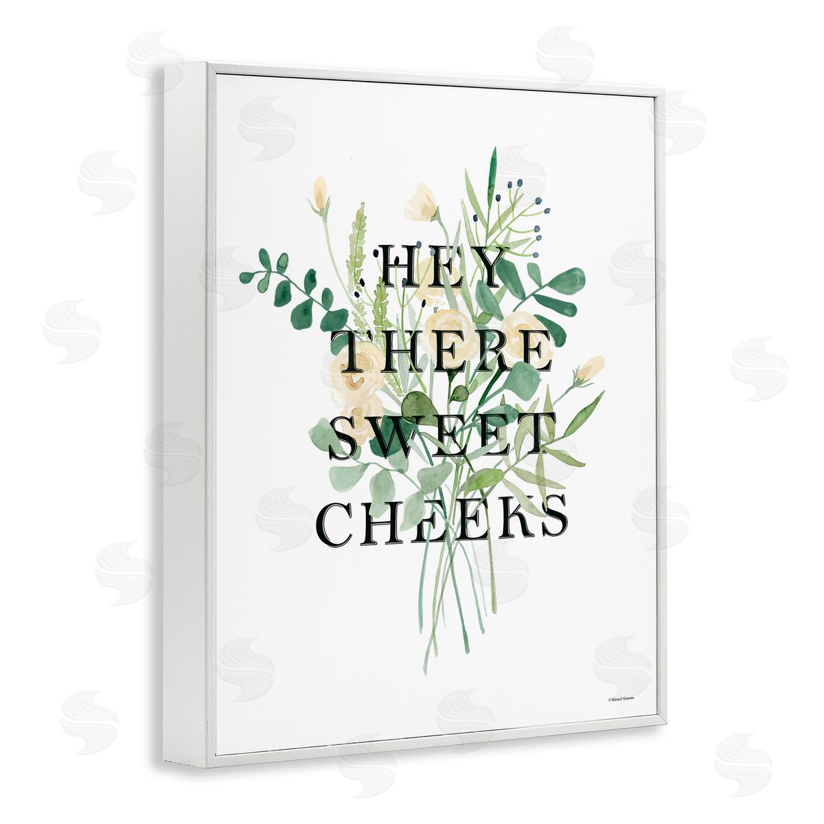Rachel Nieman Hey There Sweet Cheeks White Framed Giclee Wall Art Print