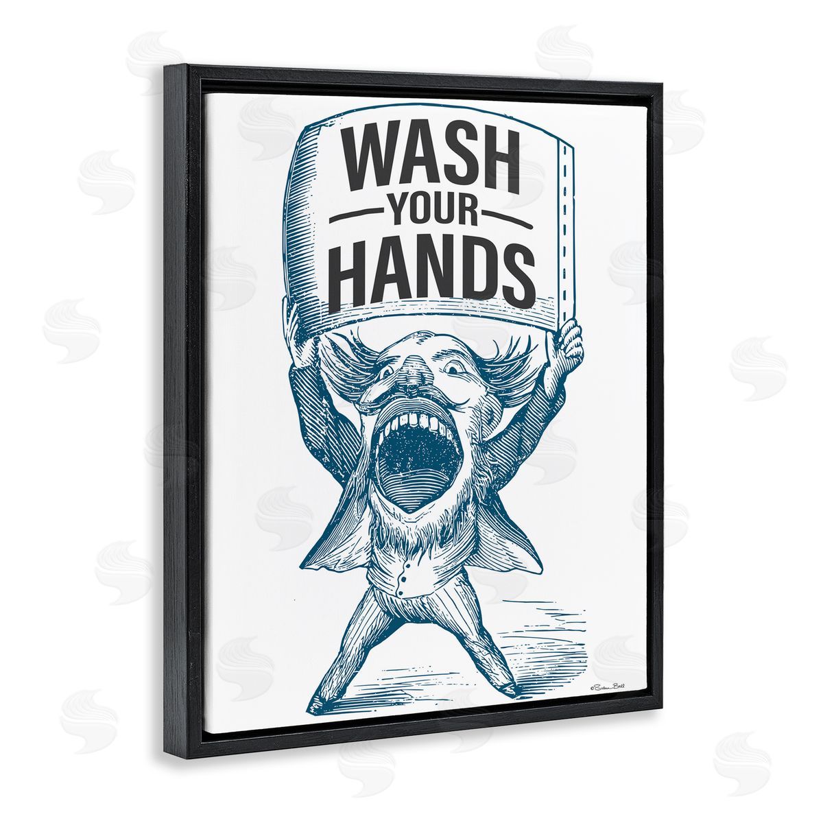 Susan Ball Wash Your Hands Vintage Black Floating Frame Canvas Wall Art Print