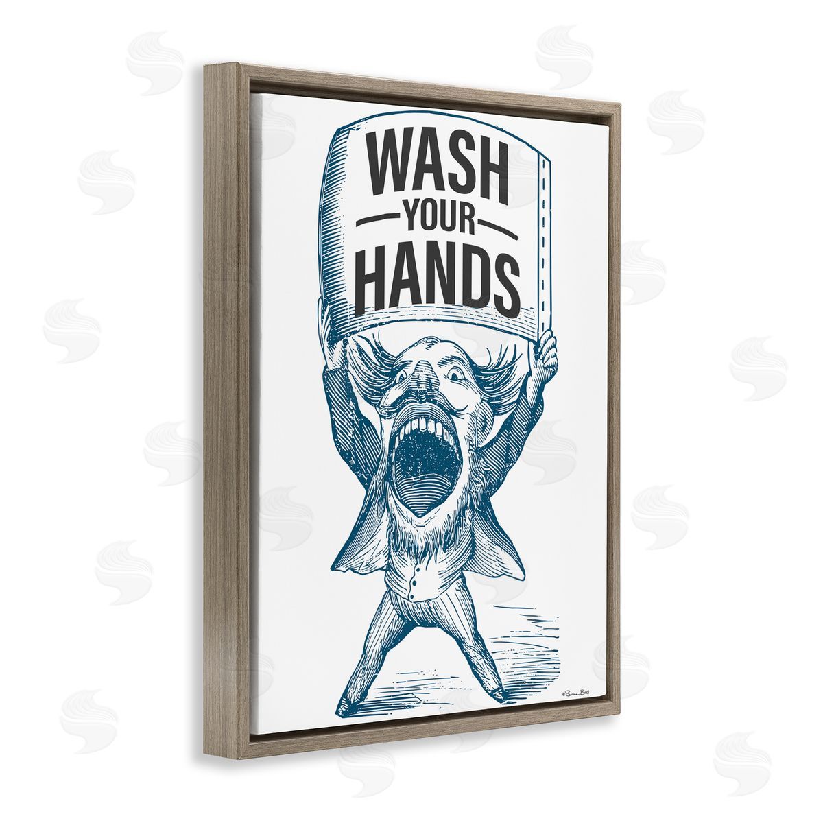 Susan Ball Wash Your Hands Vintage Brown Floating Frame Canvas Wall Art Print