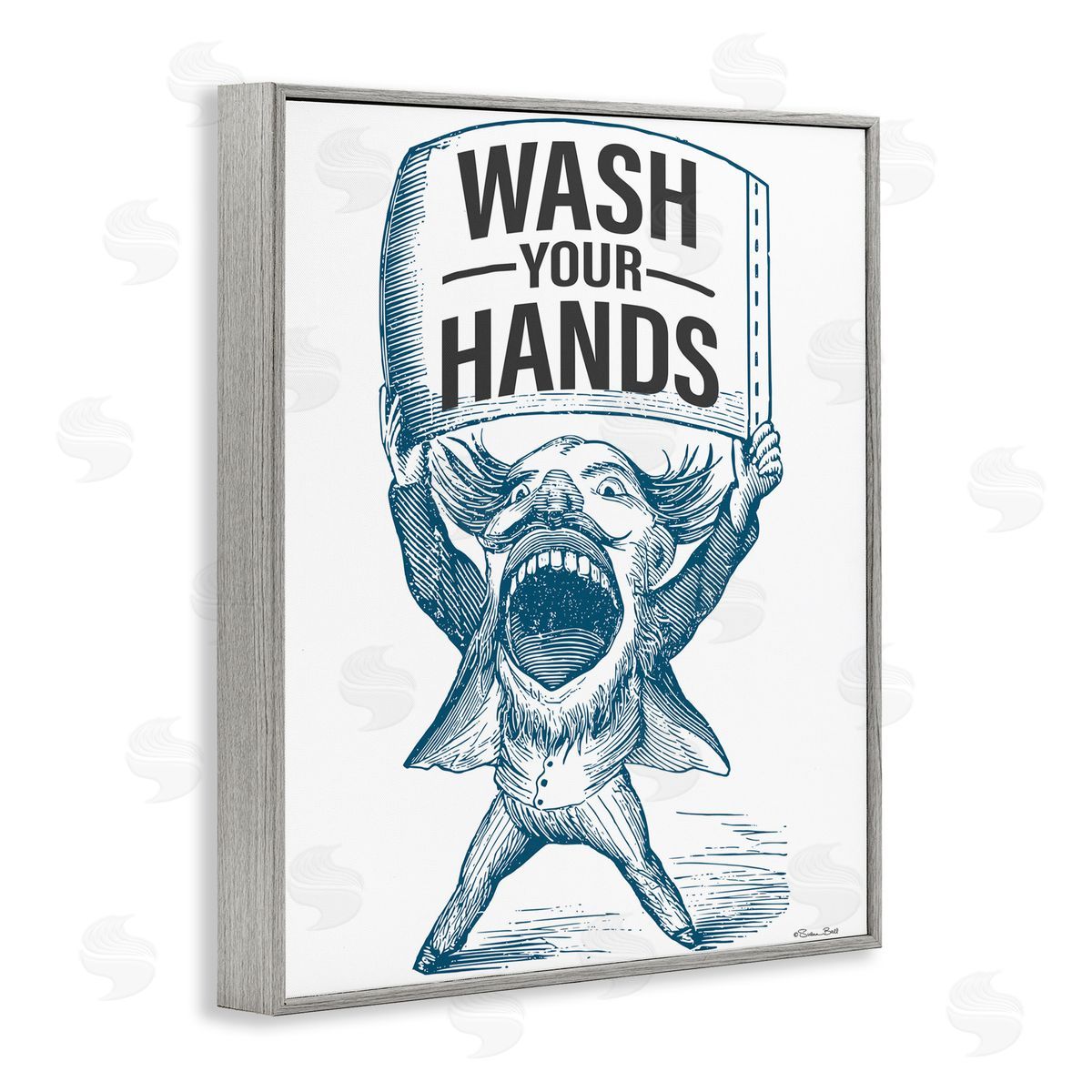 Susan Ball Wash Your Hands Vintage Gray Framed Giclee Wall Art Print
