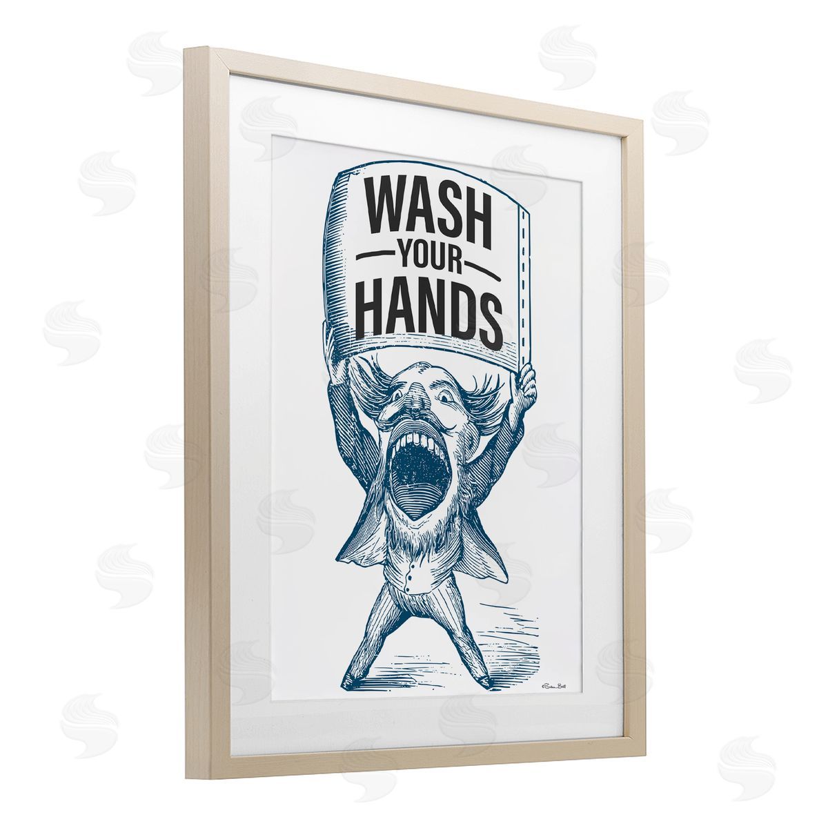 Susan Ball Wash Your Hands Vintage Birch Framed Print Under Glass with White Mat Wall Art