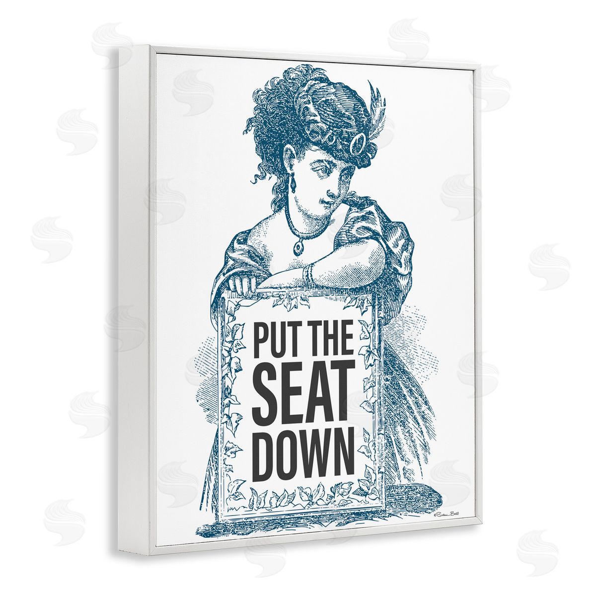Susan Ball Put The Seat Down Vintage White Framed Giclee Wall Art Print