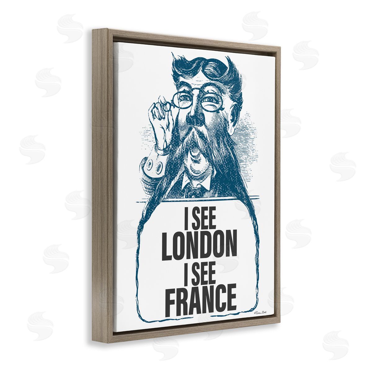Susan Ball I See London & France Brown Floating Frame Canvas Wall Art Print