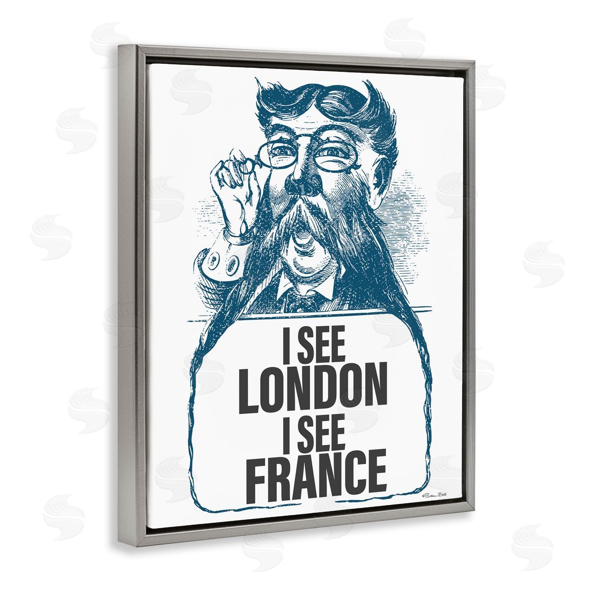 Susan Ball I See London & France Gray Floating Frame Canvas Wall Art Print