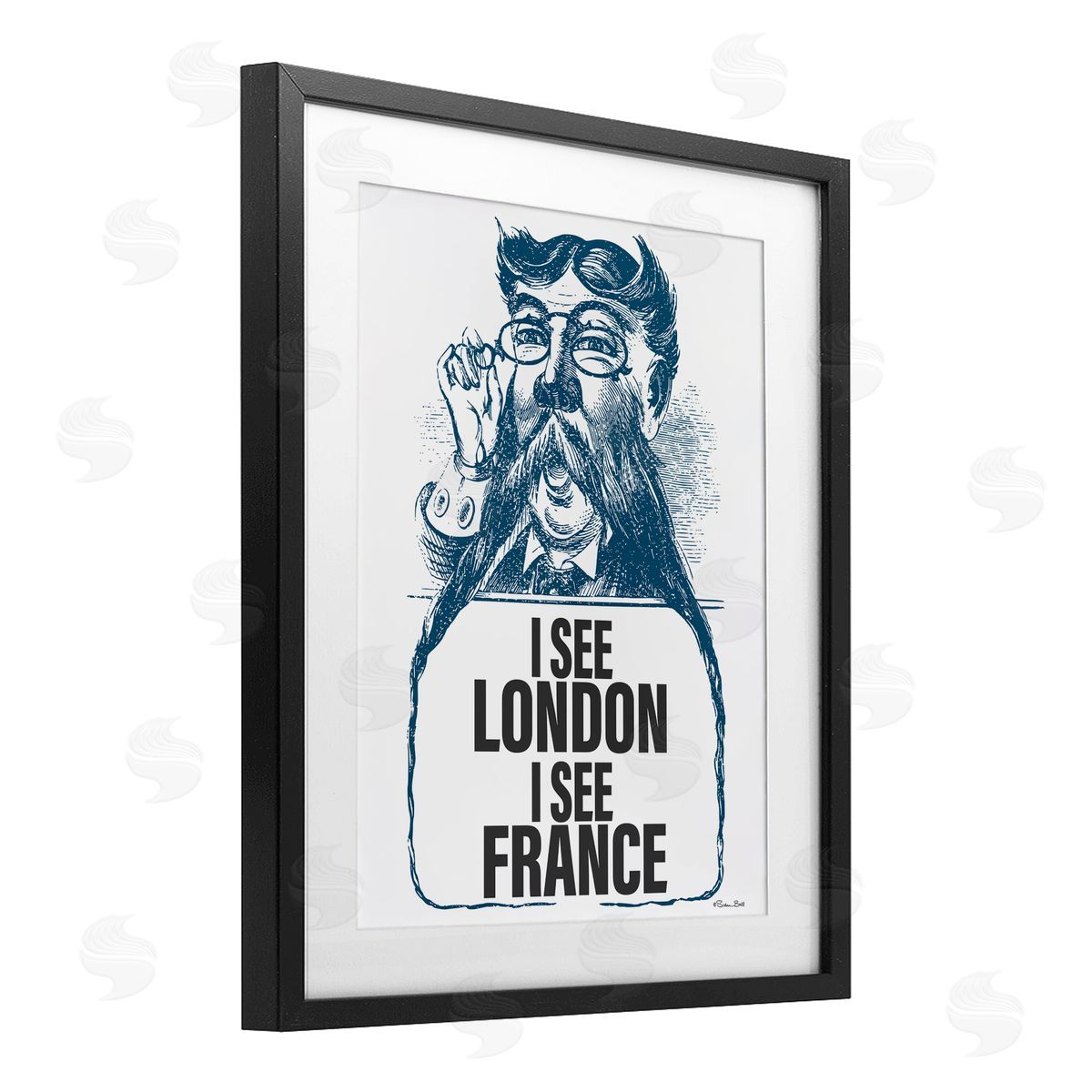 Susan Ball I See London & France Black Framed Print Under Glass with White Mat Wall Art