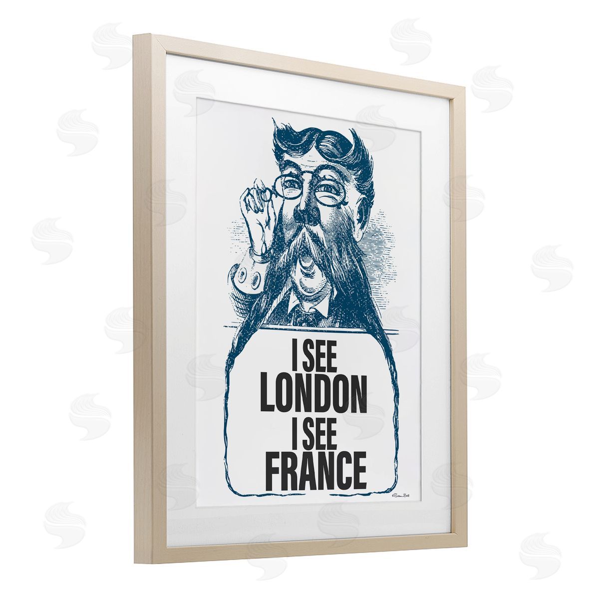 Susan Ball I See London & France Birch Framed Print Under Glass with White Mat Wall Art