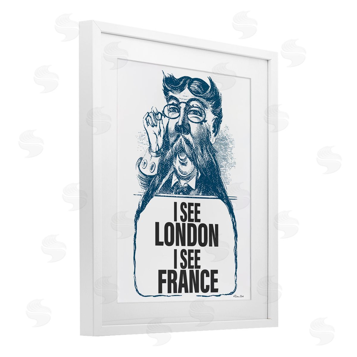Susan Ball I See London & France White Framed Print Under Glass with Mat Wall Art