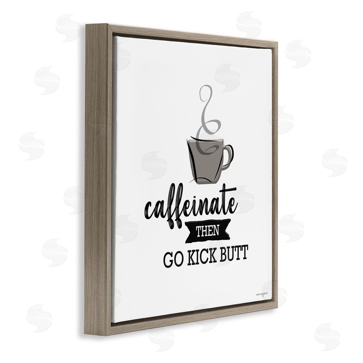 Seven Trees Design Caffeinate Then Kick Butt Brown Floating Frame Canvas Wall Art Print