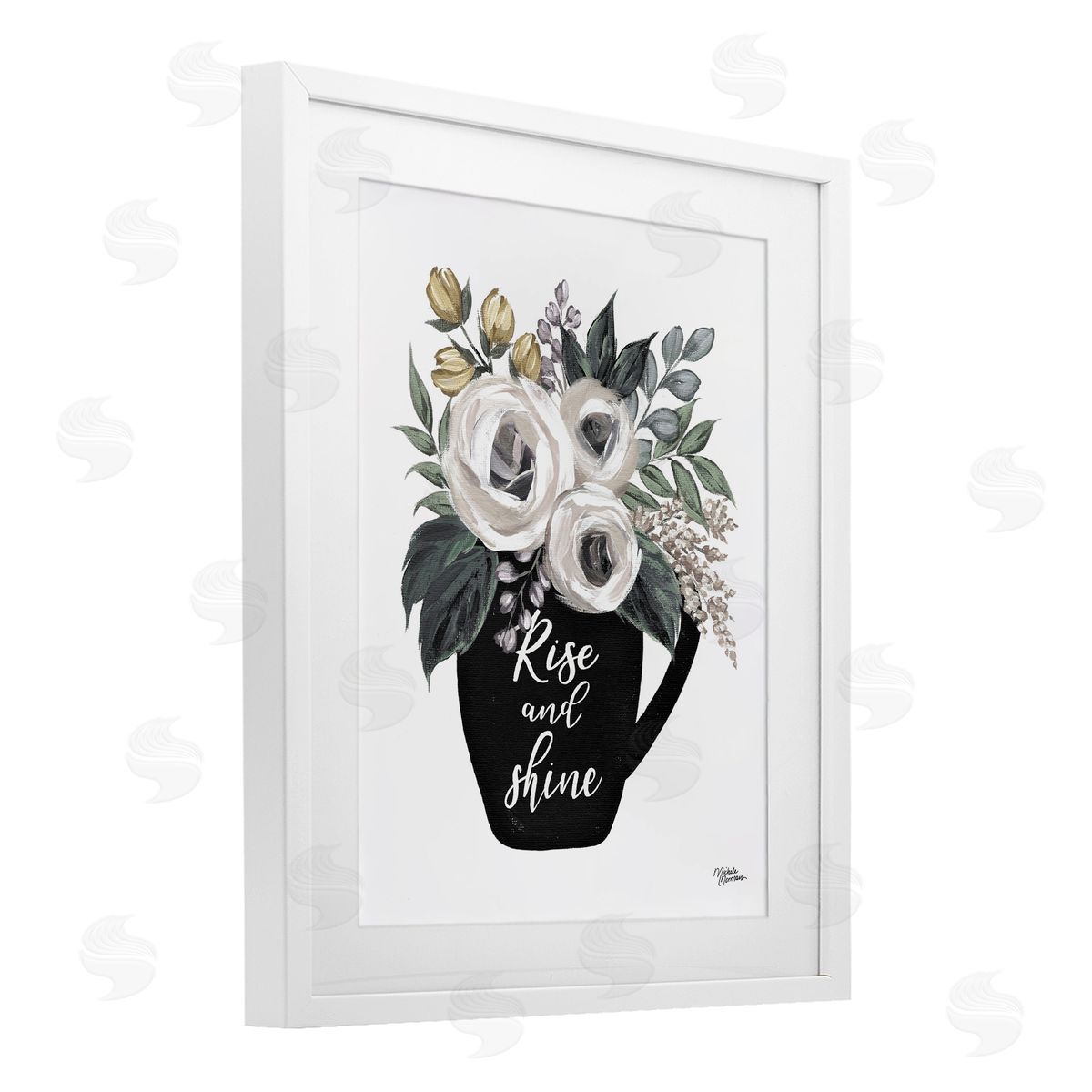 Michele Norman Rise And Shine Arrangement White Framed Print Under Glass with Mat Wall Art