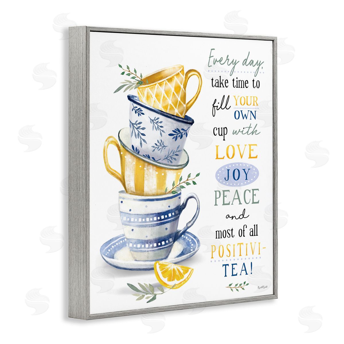 Elizabeth Tyndall Fill Your Own Cup Tea Gray Framed Giclee Wall Art Print