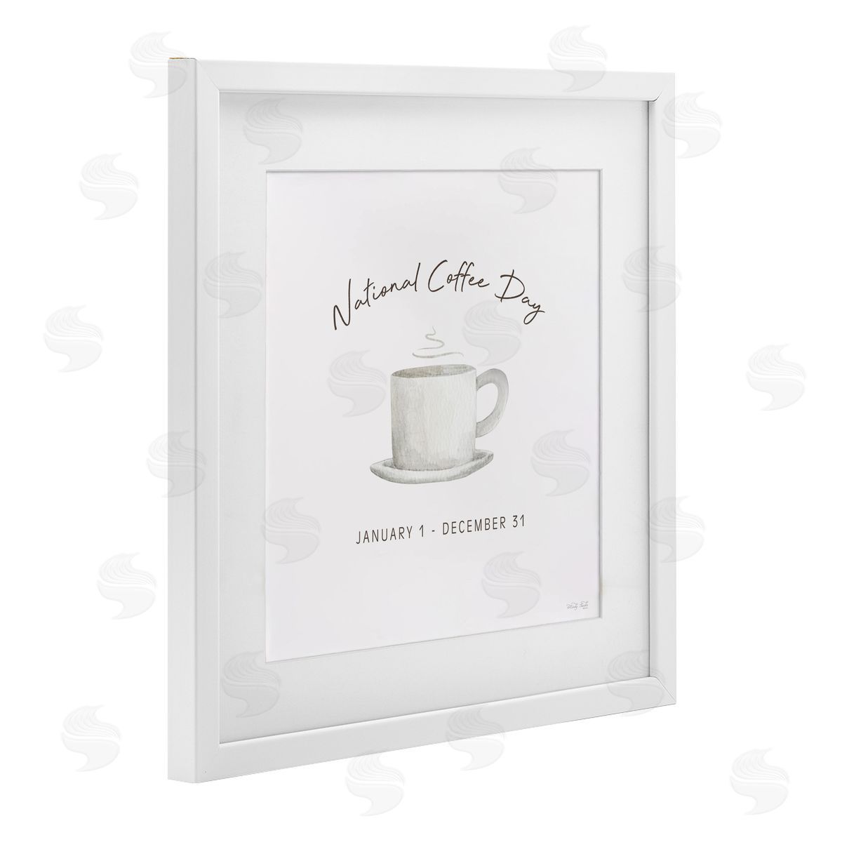 Cindy Jacobs Everyday National Coffee Day White Framed Print Under Glass with Mat Wall Art