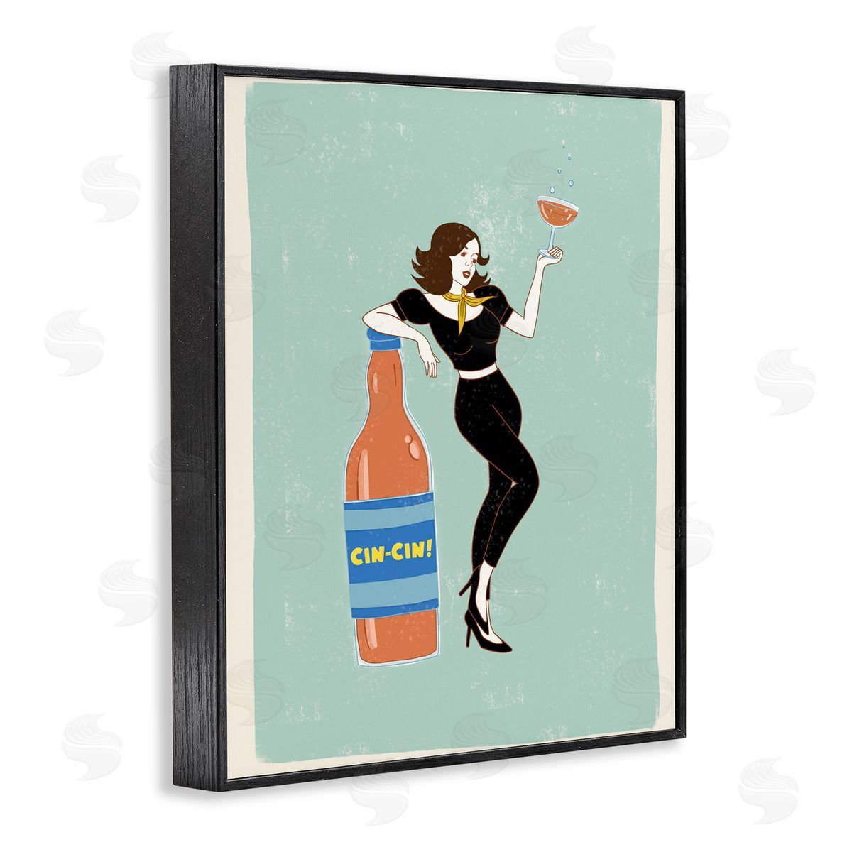 Rachel Nieman Cin Cin Vintage Italian Poster Black Framed Giclee Wall Art Print