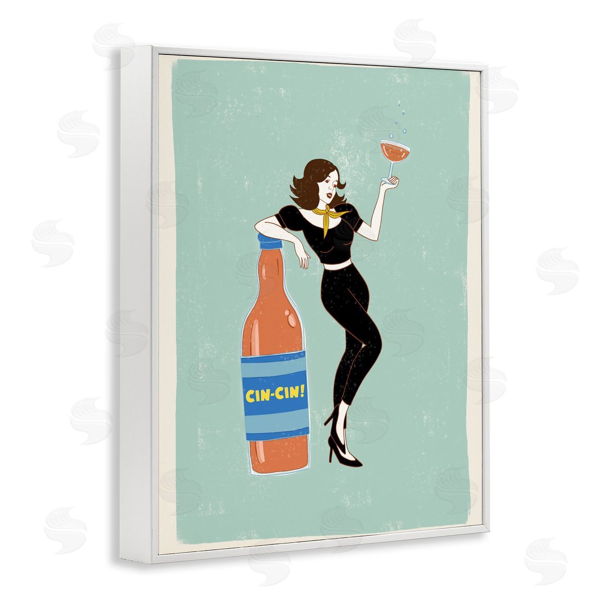 Rachel Nieman Cin Cin Vintage Italian Poster White Framed Giclee Wall Art Print