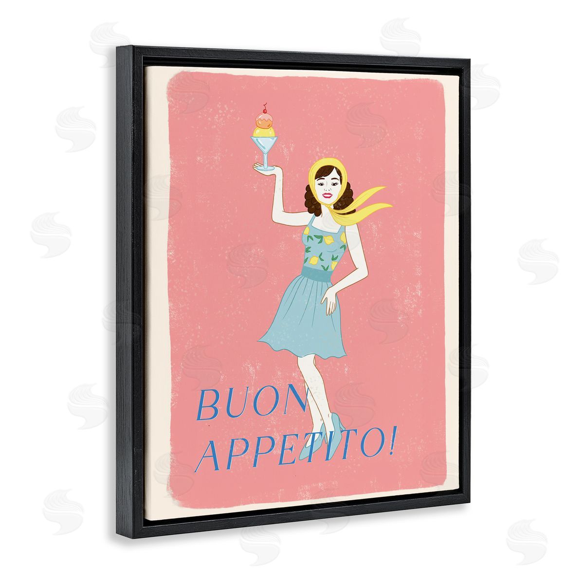 Rachel Nieman Buon Appetito Vintage Italian Poster Black Floating Frame Canvas Wall Art Print