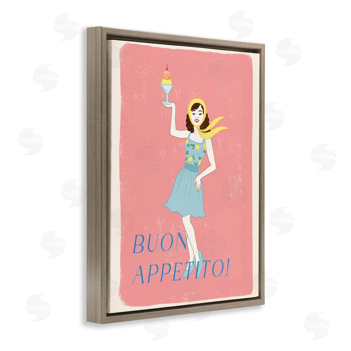 Rachel Nieman Buon Appetito Vintage Italian Poster Brown Floating Frame Canvas Wall Art Print