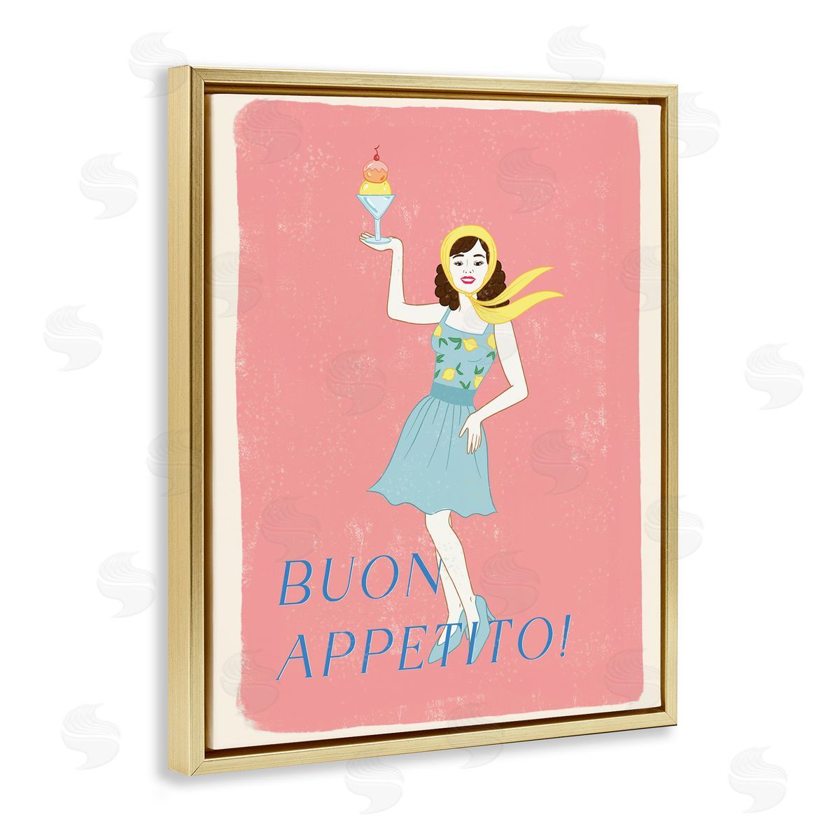Rachel Nieman Buon Appetito Vintage Italian Poster Gold Floating Frame Canvas Wall Art Print