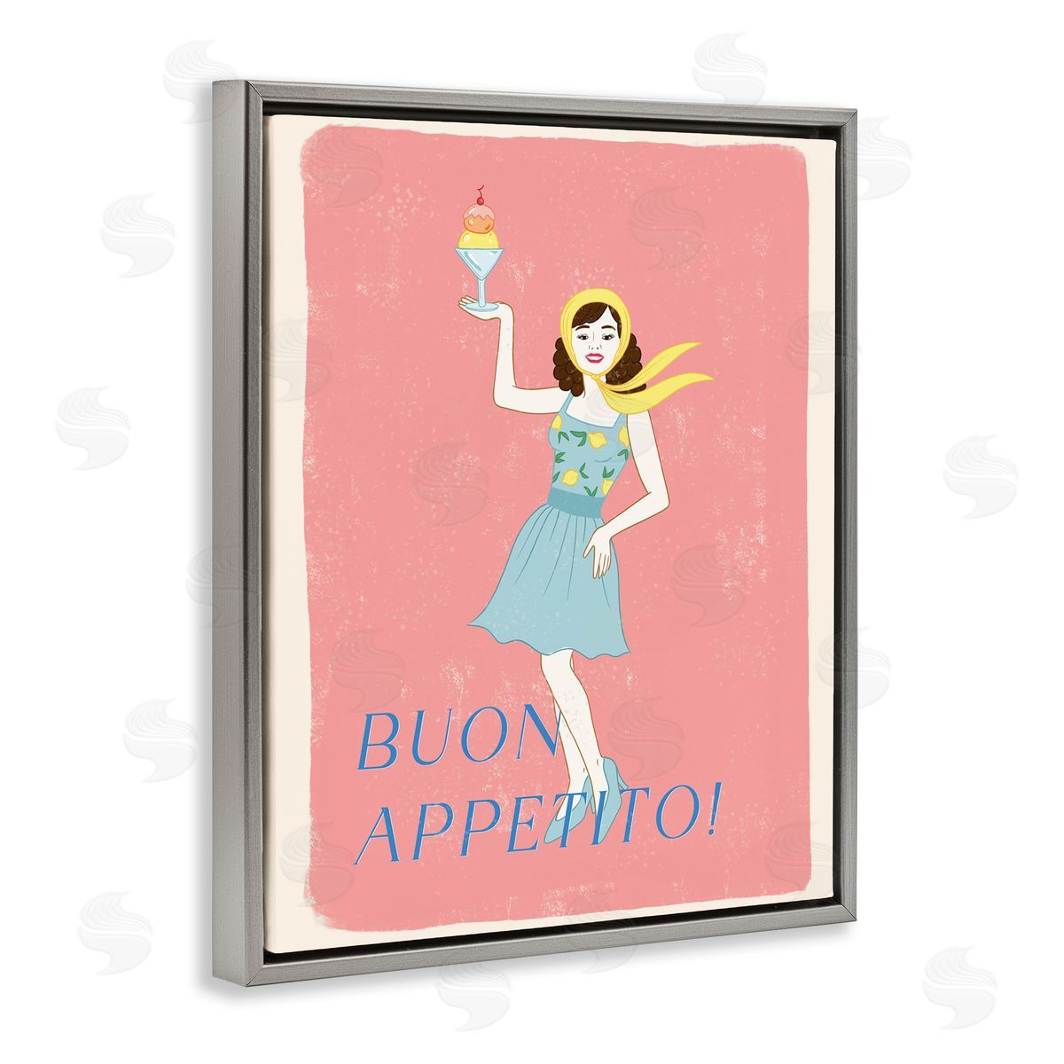 Rachel Nieman Buon Appetito Vintage Italian Poster Gray Floating Frame Canvas Wall Art Print